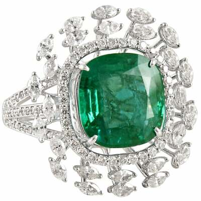 #ad Magnificent Green 7.77CT Cushion Cut Emerald With 2.32CT Clear CZ Beautiful Ring $245.00