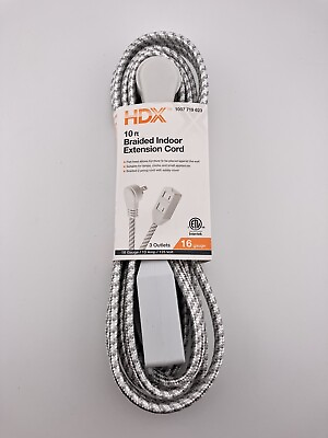 #ad Extension Power Cord Indoor 16 Gauge 3 Electrical Outlets 13 Amp White Pattern $5.89