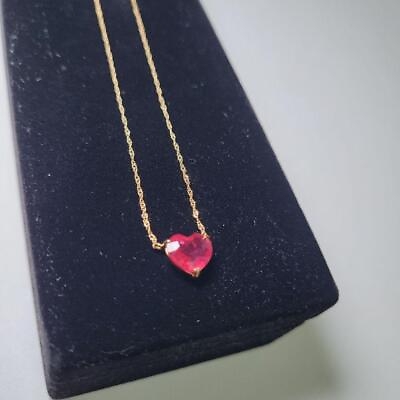 #ad 18K Gold Necklace Engraved Heart Colored Stone Accessories Ladies $930.76