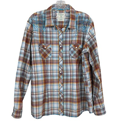 #ad PANHANDLE long sleeve snap button Cowgirl Western plaid women women shirt XL $23.99