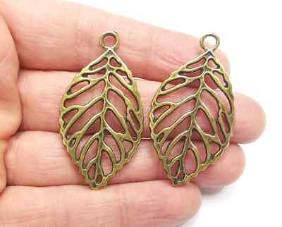 #ad Leaf Filigree Charms Antique Bronze Plated jewelry Accessories 49x26mm G27678 $1.95