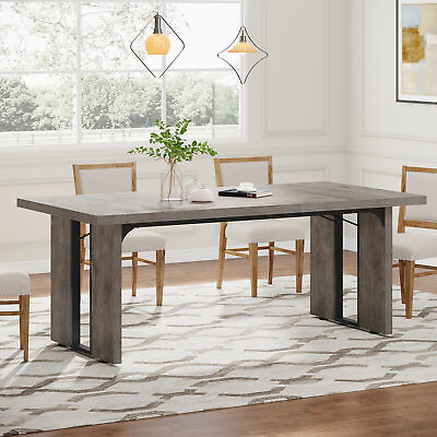 #ad Tribesigns Large Dining Table for 6 to 8 People Rustic Farmhouse Kitchen Table $202.00