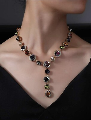 #ad New Rhinestone Jeweled Necklace Size 16” 20” $24.00