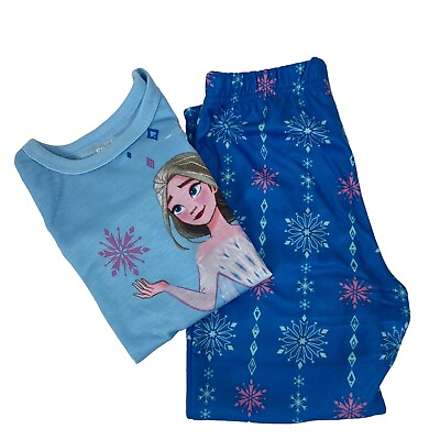 #ad DISNEY FROZEN Girl’s 2 Pc Pajamas Size 4 5 Multi Colors Long Sleeve Flame Resist $18.66