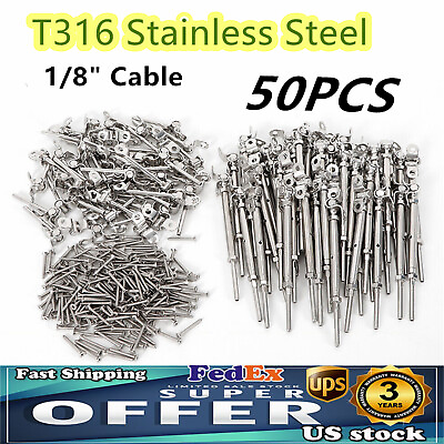 #ad 50 Pack T316 Stainless Steel Tensioner Set for 1 8quot; Cable Railing w Deck Toggle $170.81