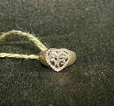 #ad Vintage 925 Sterling Silver Heart Swirl Ring $5.39