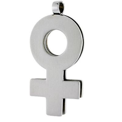 #ad Stainless Steel FEMALE SYMBOL Pendant Charm Free Bead Ball Chain $16.99
