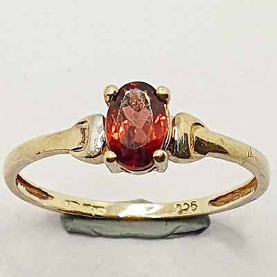 #ad Cute Fancy 9ct Garnet Solitaire Single Stone Yellow Gold 375 Ring Size M GBP 75.00
