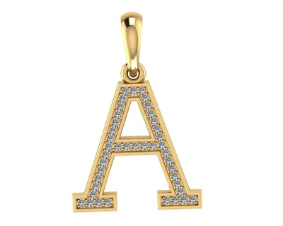 #ad 10K Yellow Gold A Initials Pendent 0.09 ct Natural Diamond Available All Gold $148.00