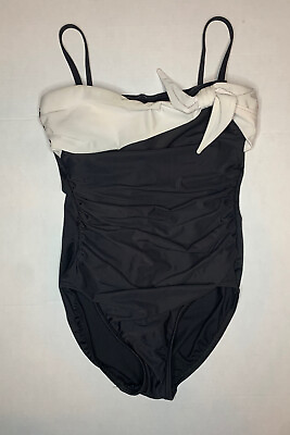 #ad Vtg Miraclesuit Black White Retro One 1 Piece Swimsuit Bathing Suit Womens Sz 4 $22.97