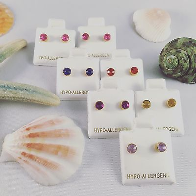 #ad Hypo Allergenic Birthstone Design Earrings you Pick Color $7.49