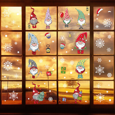 #ad Christmas Stickers Window Decor Vinyl Xmas Decal Snowflakes Wall Art Santa Claus $1.29