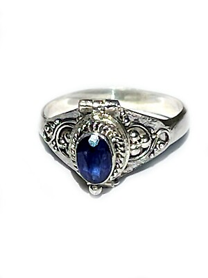 #ad New 925 Sterling Silver Poison Ring with a Blue Faceted Sapphire Gemstone. $30.49