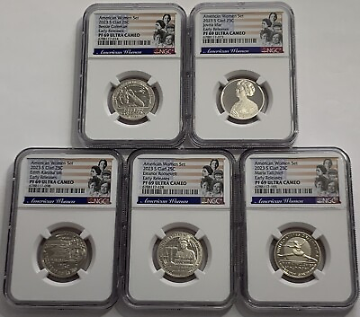 #ad 2023 S NGC PF69 CLAD PROOF AMERICAN WOMAN 5 COIN QUARTER SET EARLY RELEASES FLAG $94.95