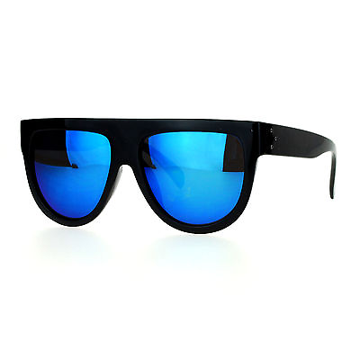 #ad Black Flat Top Sunglasses Designer Unisex Fashion Mirror Lens Shades $10.95