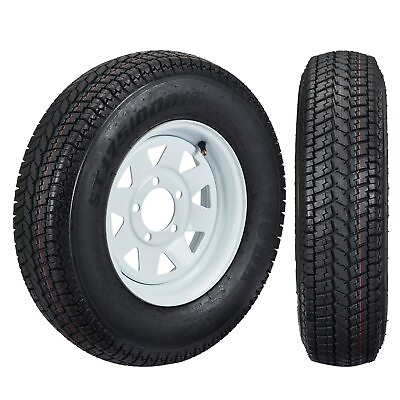 #ad 2Pack Trailer Tire ST175 80D13 175 80 D 13#x27;#x27; Rims Load C 5 Lug White Spoke Wheel $135.00