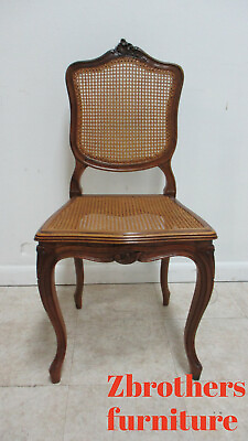 #ad Antique Quality French Country Carved Cane Vanity Arm Chair Petite B $629.10