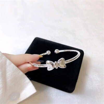 #ad Fashion Silver Bowknot Bracelet Adjustable Bangle Women Wedding Jewelry Gift New C $1.23