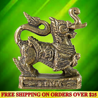 #ad Powerful Magic Phaya Khotcha Si Elephant Lion Thai Amulet Statue Lucky Fetish $5.97
