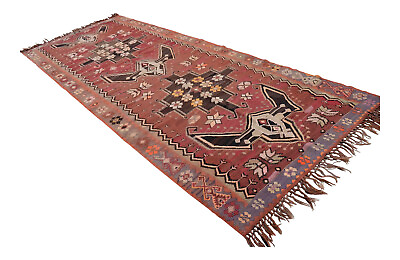 #ad 5#x27; x 12#x27;6quot; Turkish Hand Woven Kilim Rug Pure Wool Large Runner Rug 60quot; x 151quot; $1023.50