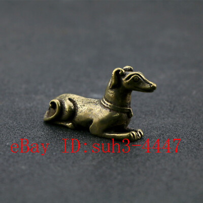 #ad Chinese Handmade Copper Brass Dog Small Fengshui Statue Ornament $24.86