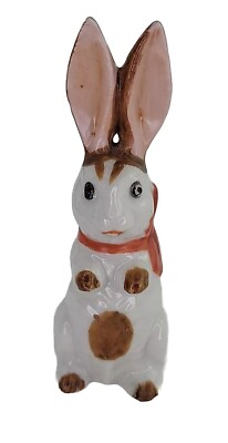 #ad Vintage Bunny Rabbit Red Bow Mini Frozen Doll Porcelain Figurine Japan 3 5 8” $24.99