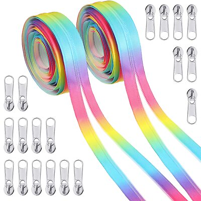 #ad 2 Rolls Number 5 10 Yards Nylon Coil Zippers and 20 Pieces Silver Zipper Pull... $34.06