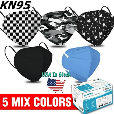 #ad 50 100 PCS Mixed Color KN95 Face Masks Protective 5 Layer Disposable Respirator $6.85