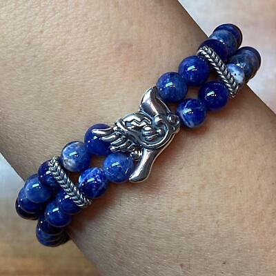 #ad Carolyn Pollack Sterling 2 Strand Sodalite Bead With Dove Stretch Bracelet $93.75