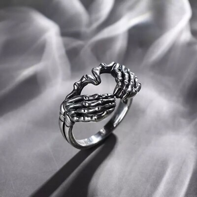 #ad Punk Love Heart Finger Ring Delicate Birthday Ring Gift 925 Sterling Silver Ring C $136.00