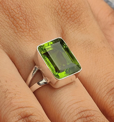 #ad Peridot Gemstone Handmade 925 Sterling Silver Lovely Jewelry Ring All Size MO920 $16.46