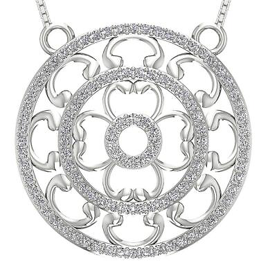 #ad Circle Necklace Round Cut Diamond VVS1 E 1.60 Carat 14K Solid Gold 1.18 Inch $1915.19
