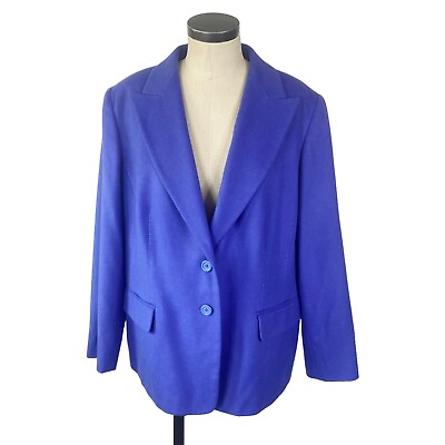 #ad Marina Rinaldi Italy Wool Blend Blazer Jacket 29 XL US 20 Blue $70.00