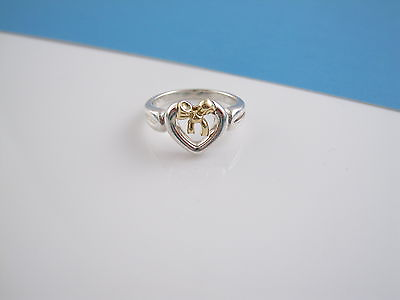 #ad Tiffany amp; Co RARE Silver 18K Heart Bow Ribbon Ring Size 5 $358.00