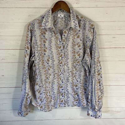 #ad Angel Ranch Womens Pearl Snap Western Shirt XL Light Lavender Cotton Long Sleeve $14.00