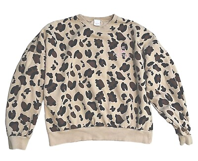 #ad Pink Panther Leopard Print Women’s Embroidered Sweatshirt Crewneck Animal Size M $5.60