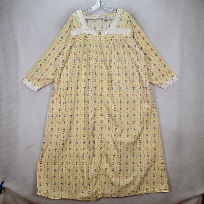 #ad Y2K Dreams Co Womens Dress Plus Size 2X Yellow Cotton Floral House Lounge Sleep $19.95