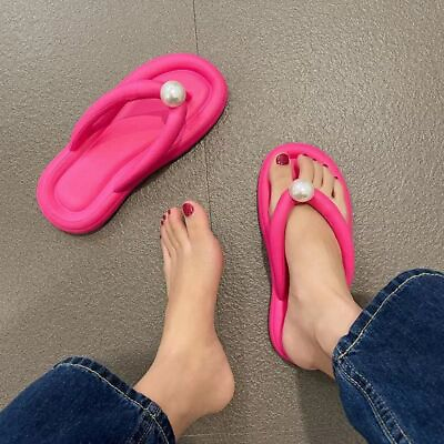 #ad Woman Slipper Fashion Pearl Summer Clip Toe Soft Sole Beach Indoor Ant Slip Girl $18.33