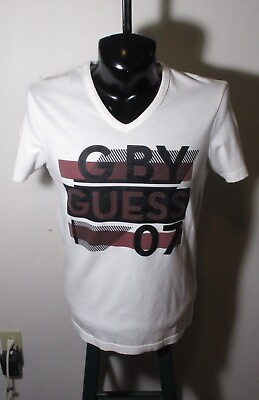 #ad Men#x27;s G by GUESS White Short Sleeve V Neck T Shirt Size M $19.20