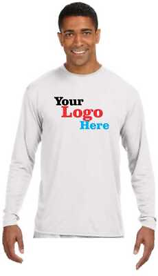#ad Personalized Custom white long sleeve Polyester Customized Text Logo art men $20.75