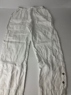#ad CHICO#x27;S white linen pants w pockets Size 0 Women#x27;s S $22.50