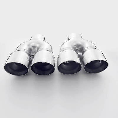 #ad Pair 2.5quot; In Twin 3quot; Out 9quot; Long Dual Wall 304 Stainless Steel Exhaust Tips $159.97