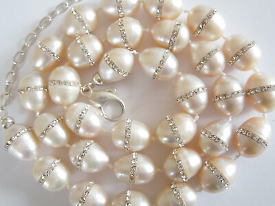 #ad Pearl Necklace Rhinestone 925 Silver Egg Easter Egg 1.6oz 17 1 2 20 1 2in $137.94