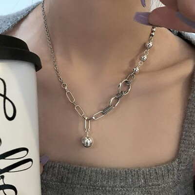 #ad 1Pcs Handmade Sterling Silver Beautiful Round Bead Unique Design Chain Necklace $7.20