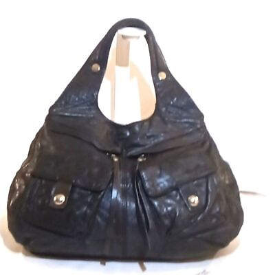 #ad Marc N.Y. Smooth Black Leather Hobo Shoulder Bag $38.00
