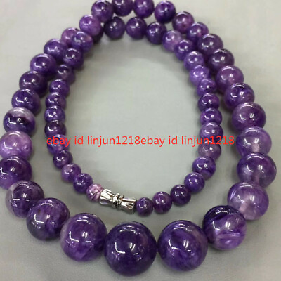 #ad 100% Natural Purple 6 14mm Amethyst Round Beads Gemstone Necklace 18#x27;#x27; $10.39