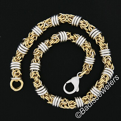 #ad Unisex 14K TT Gold 7.75quot; 5.8mm Byzantine amp; Polished Circle Link Chain Bracelet $1720.00