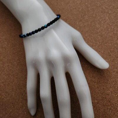 #ad Alex and Ani Black Iridescent Glass Beaded Bangle Bracelet $9.99