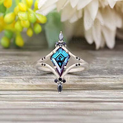 #ad Vintage Alexandrite Gemstone Sterling Silver Onyx Ring For Women Engagement Gift $43.92