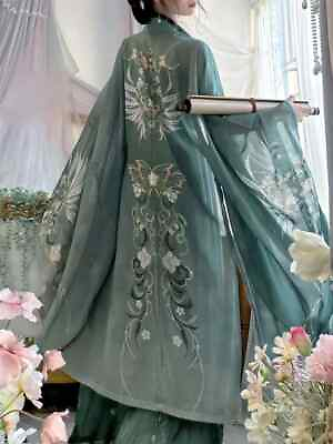 #ad Coatamp;strapamp;skirt Green Chinese Style Hanfu Dress Women Elegant Print Costumes $102.87